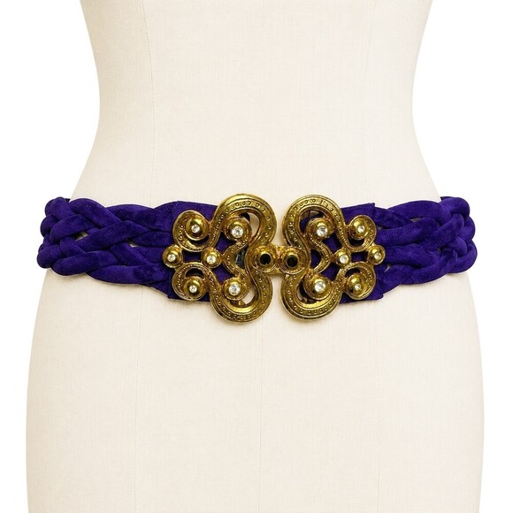Emanuel Ungaro Parallele Paris Vintage 90\'s Purple Suede statement belt gold NWT main image 4